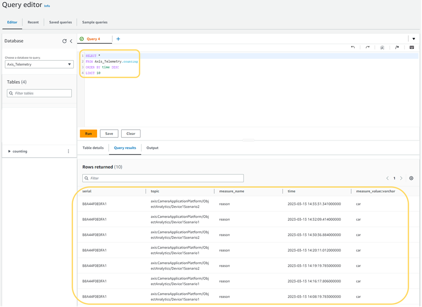 timestream query editor