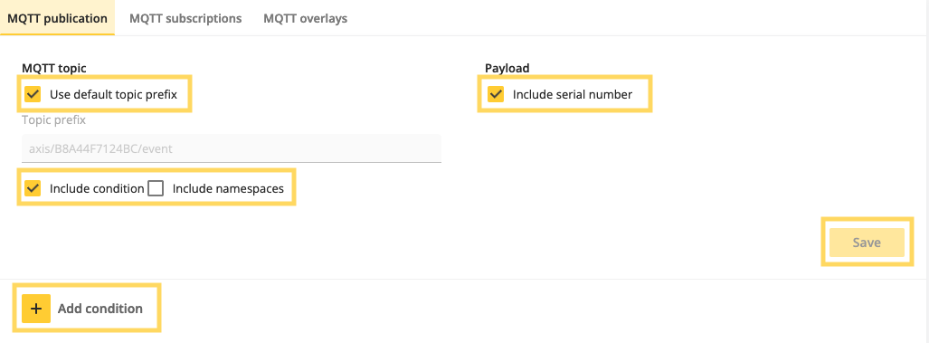 axis device mqtt publication settings